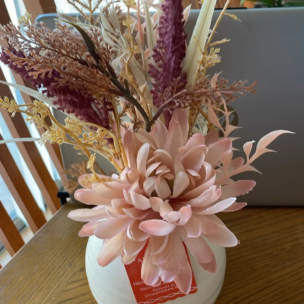 Ashland Spring/Autumn Flower Arrangement In Ceramic Pot NEW W/TAG Neutral 14ª - Picture 3 of 5